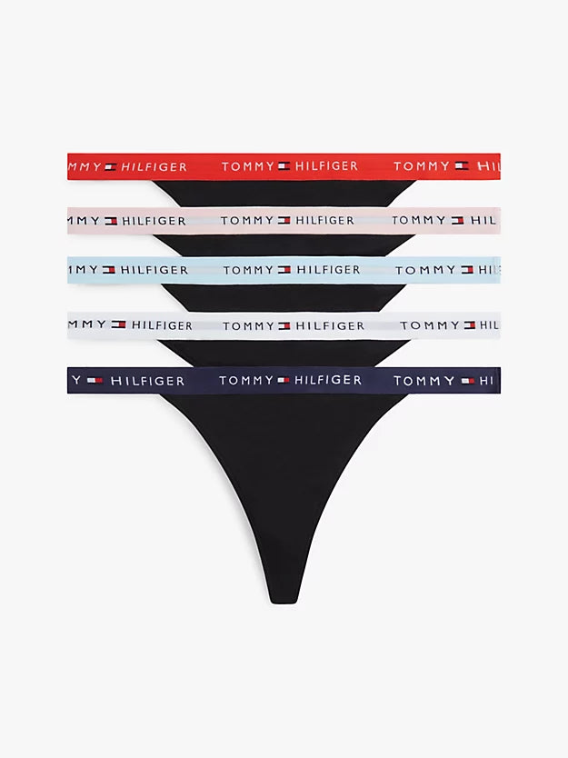 5-Pack Essential Logo Waistband Tanga Thongs