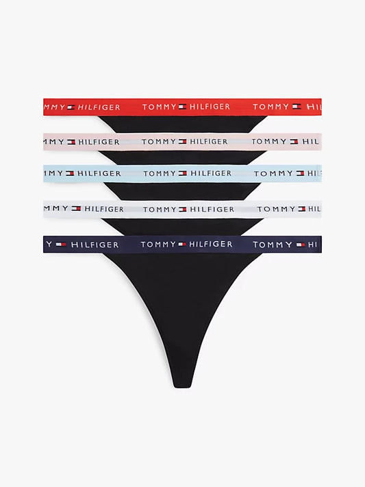 5-Pack Essential Logo Waistband Tanga Thongs