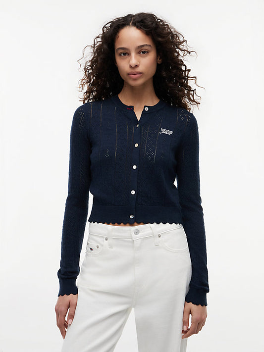 Slim Pointelle Flag Cardigan