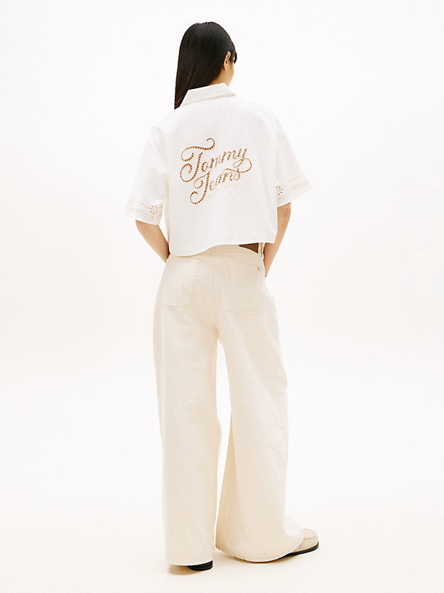 Relaxed Fit Broderie Anglaise Back Logo Shirt