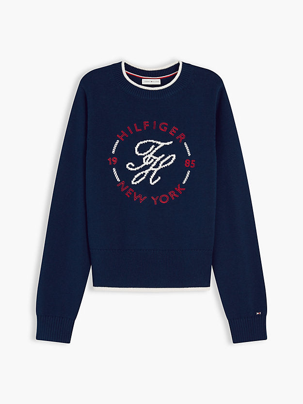 Logo Embroidery Relaxed Crew Neck Jumper