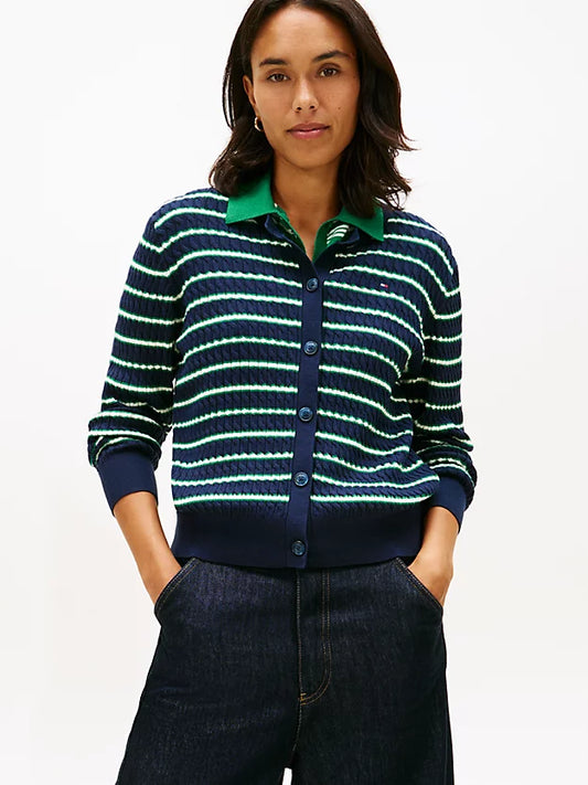 Cable Knit Crew Neck Cardigan