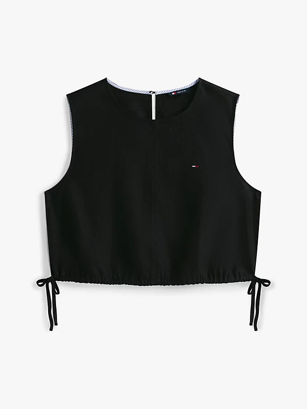 Side Tie Linen Blend Sleeveless Blouse