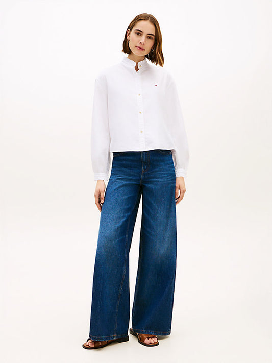 Boxy Fit Ruffle Short Oxford Shirt