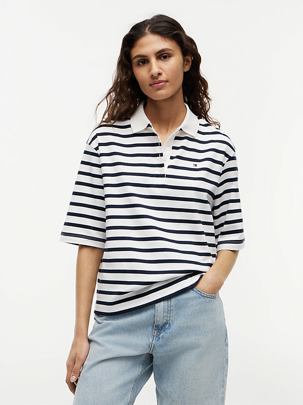 Relaxed Fit Interlock Knit Polo Shirt