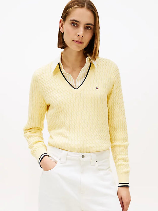 Cable Knit V-Neck Jumper