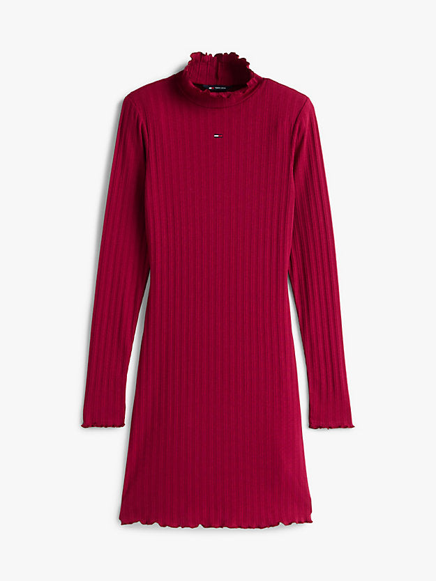 Ruffle Trim Ribbed Slim Mini Dress