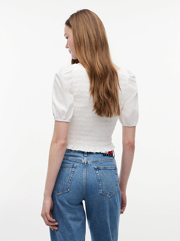 Smock Poplin Slim Short Sleeve Blouse