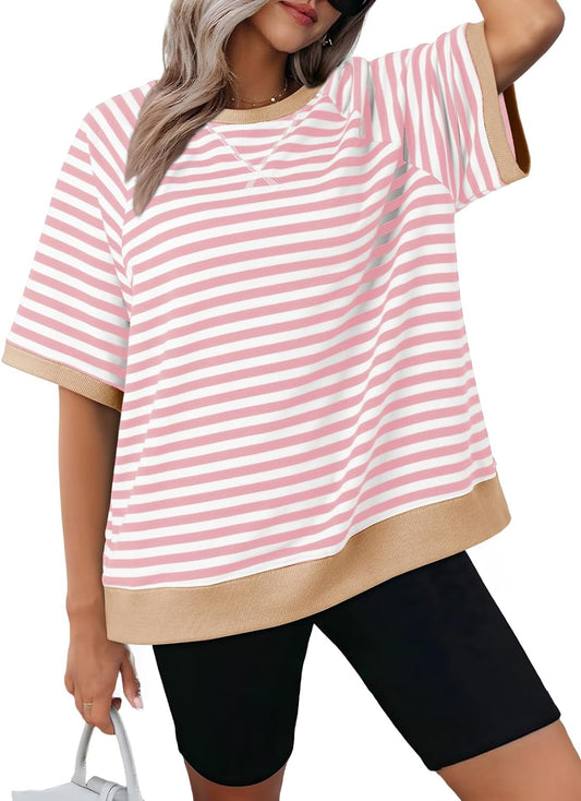 T-shirts surdimensionnés rayés pour femmes (3 achetés, livraison offerte)