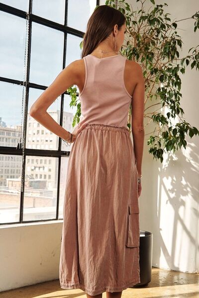 Robe lavée sans manches à cordon de serrage ADORA