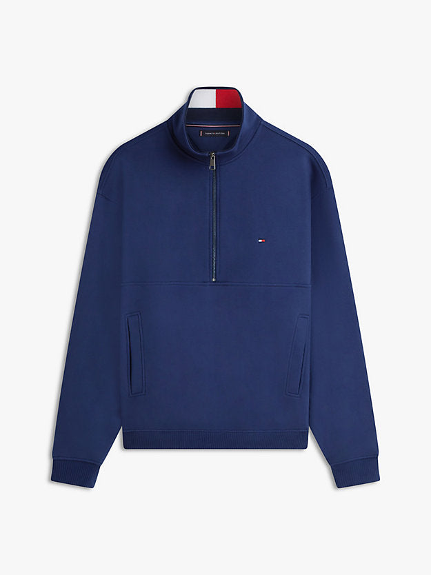 Colour-Blocked Collar Terry Quarter-Zip Jumper