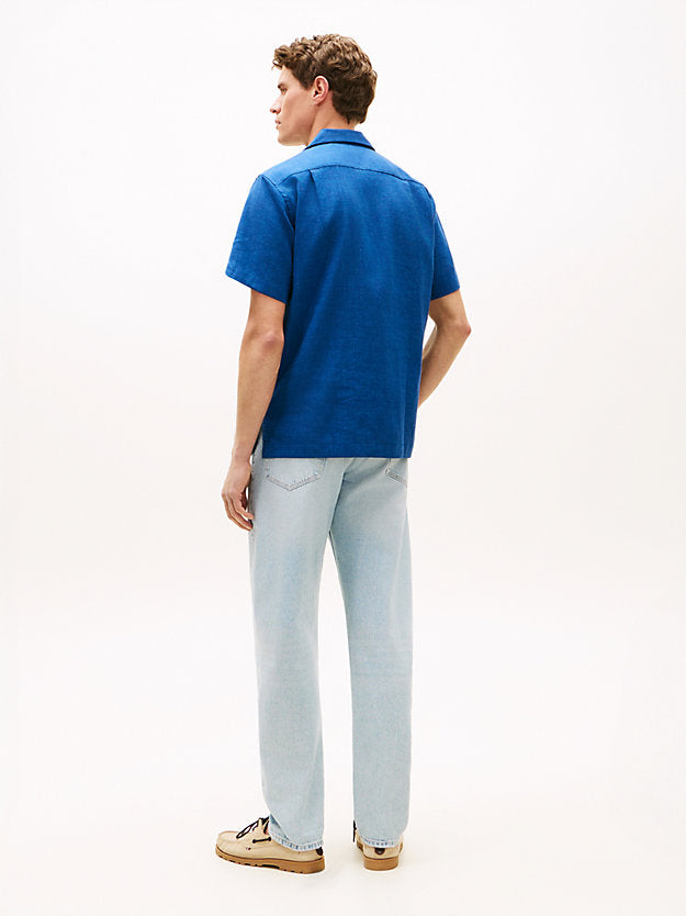 Regular Fit Linen Blend Short Sleeve Shirt