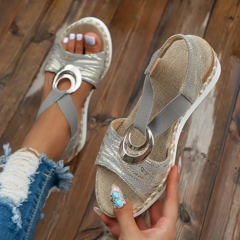 🔥Dernière promotion 50% de réduction - Sandales orthopédiques compensées en cuir pour femmes