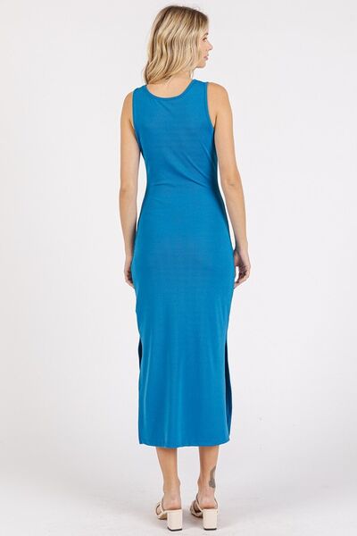 Mittoshop Midi-Tanktop-Kleid mit Seitenschlitz und breiten Trägern