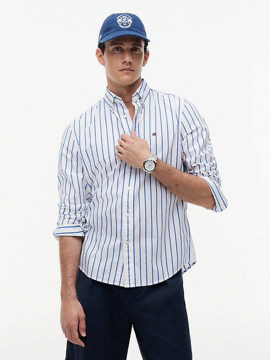 Flex Regular Fit Stripe Poplin Shirt