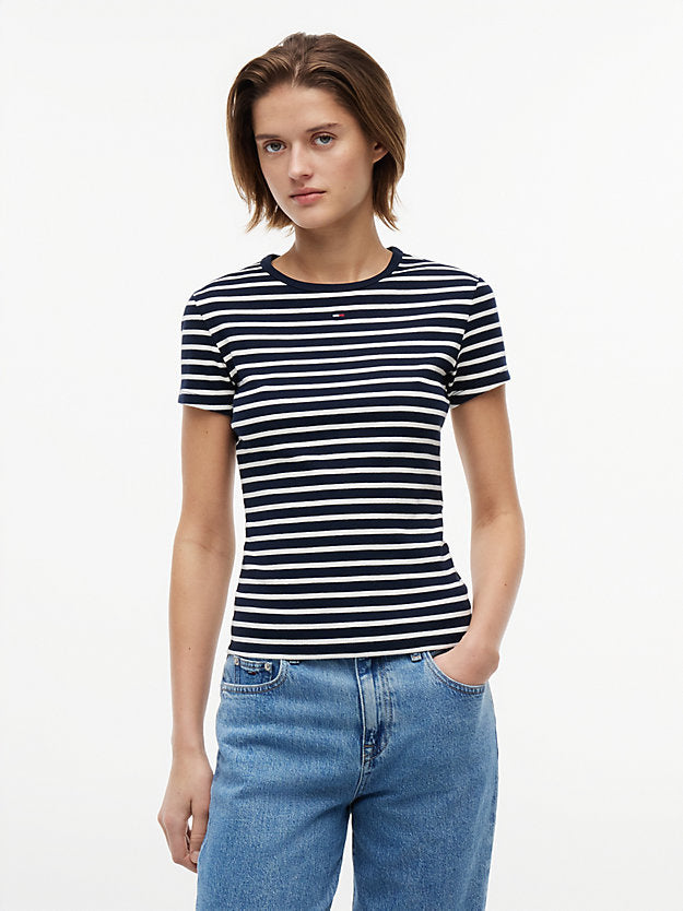 Ribbed Slim Crew Neck T-Shirt