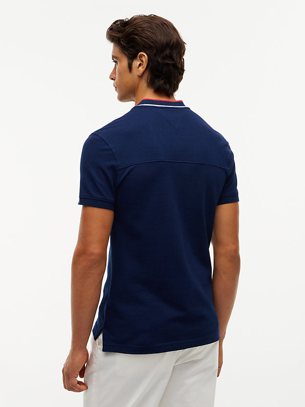 Slim Fit Tipped Baseball Collar Polo Shirt