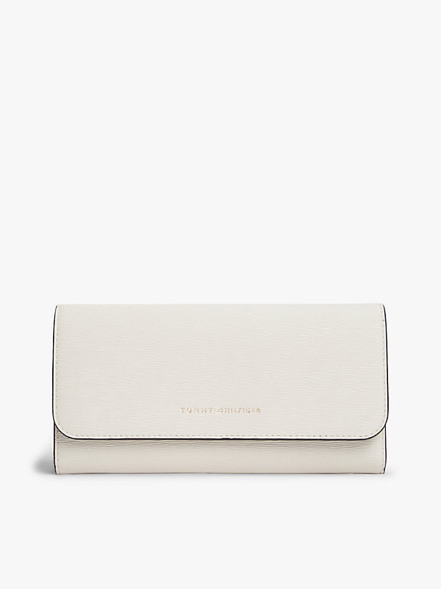 Metallic Logo Textured Flap Wallet