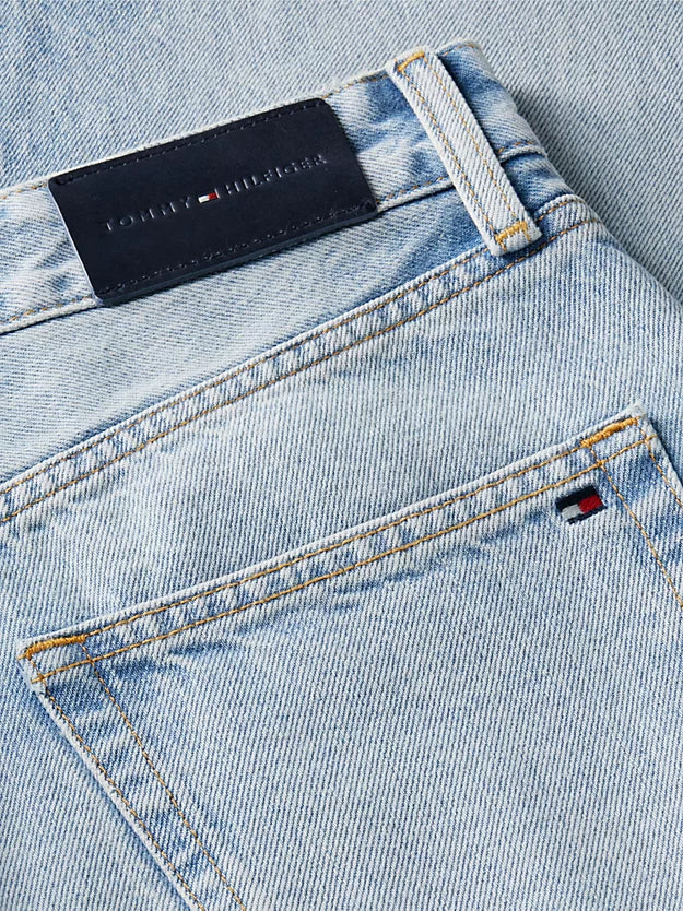 Gold-Tone Button Mid Rise Loose Straight Jeans