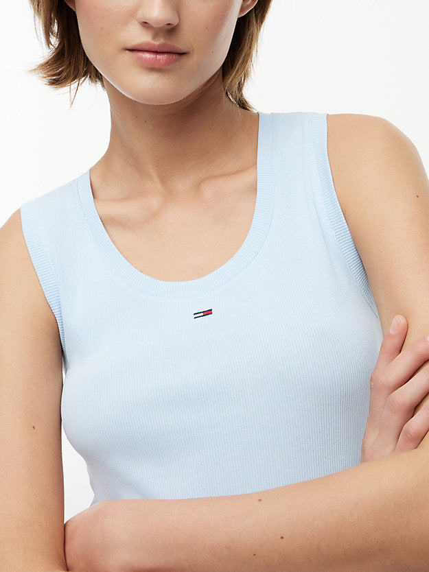 Ribbed Scoop Neck Slim Tank Top
