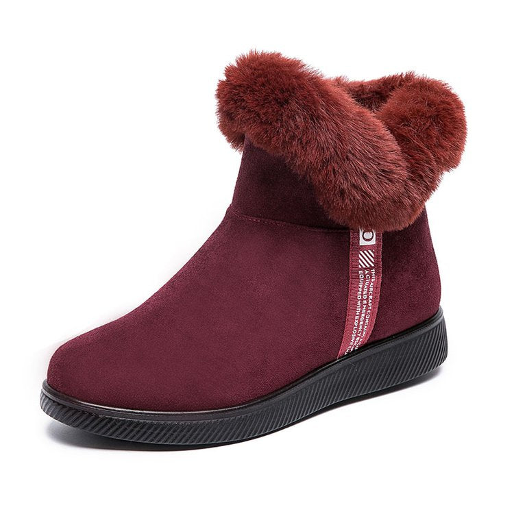 Damen Plüsch-Skistiefel mit seitlichem Reißverschluss