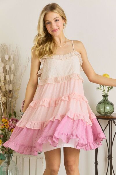 ADORA Mini-robe étagée à volants plumetis