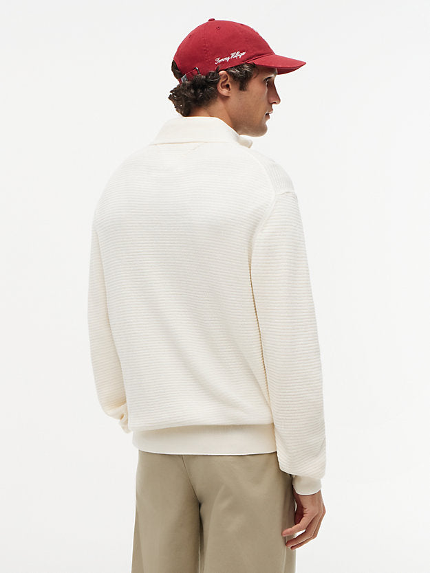 Textured Quarter-Zip Mock Neck Jumper