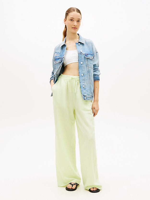 Loose Linen Blend Drawstring Trousers