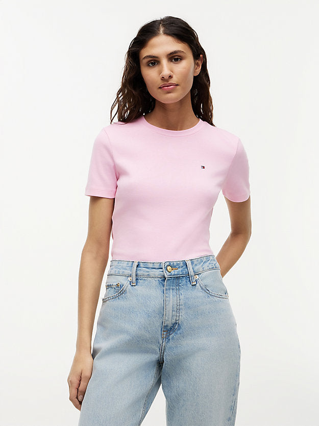 Flag Embroidery Slim Crew Neck T-Shirt