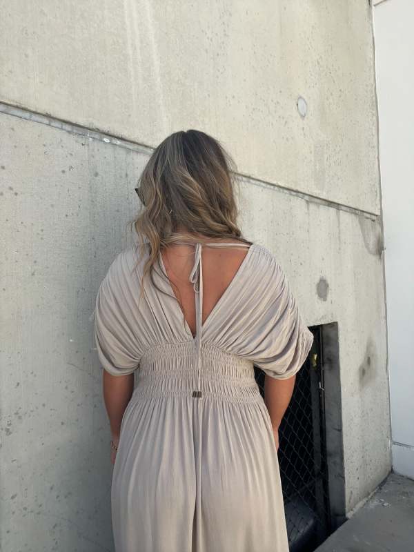 Nouvelle robe longue maxi facile à porter avec fente et col en V (Achetez 2, la livraison est offerte)