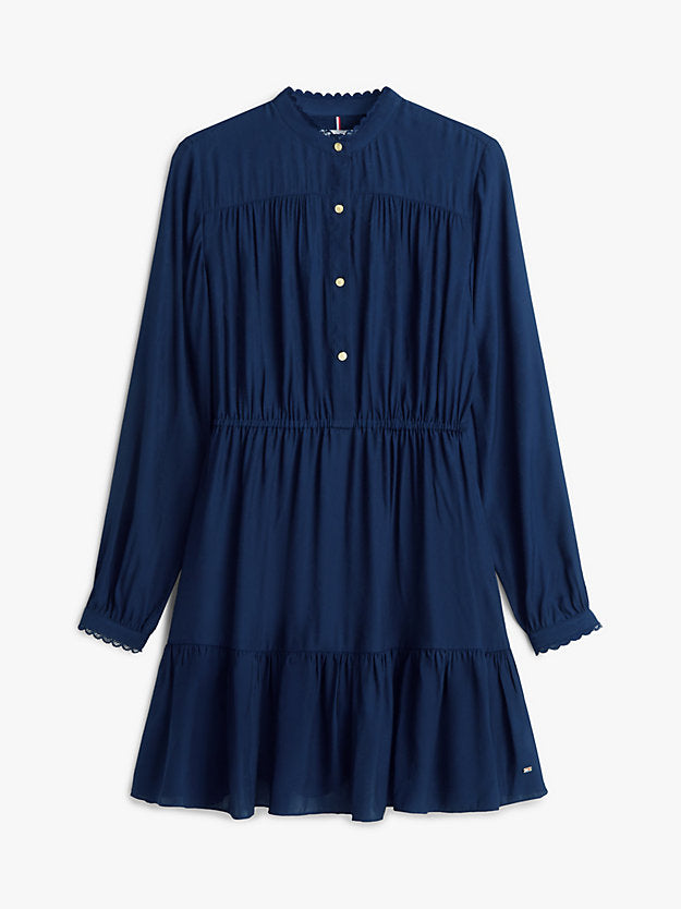 Diamond Flag Jacquard Tiered Mini Dress