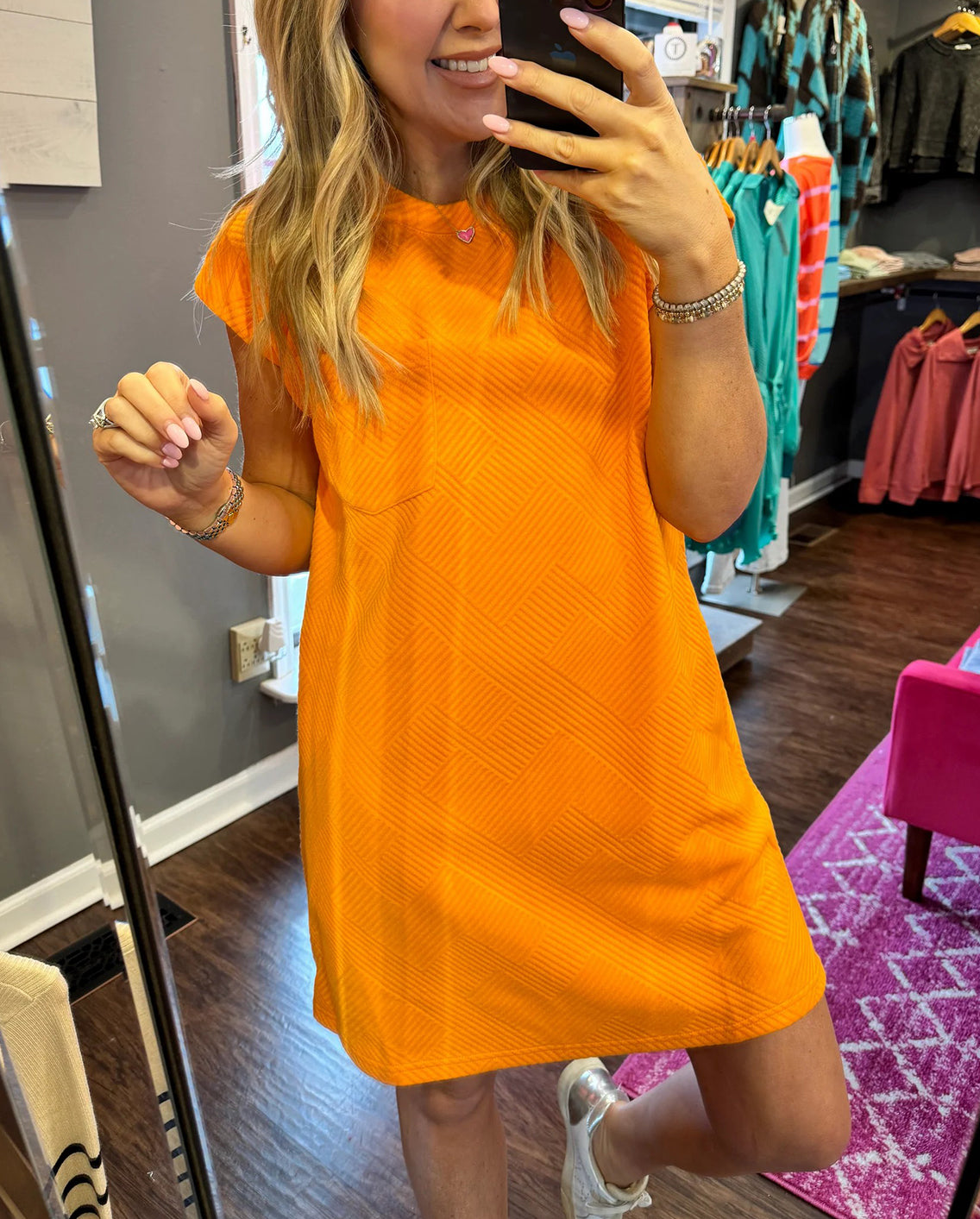 Robe texturée unie à manches courtes pour femme (Achetez-en 2, livraison gratuite)