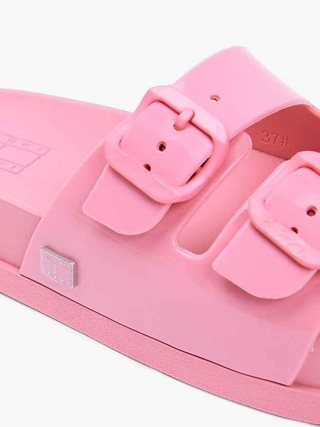 Double Buckle Strap Jelly Slides