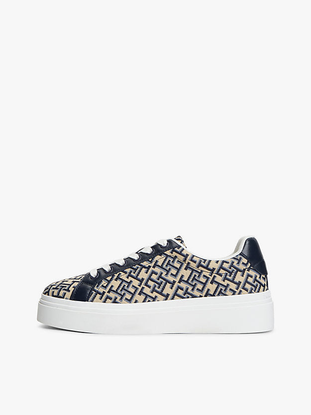Monogram Platform Textile Trainers