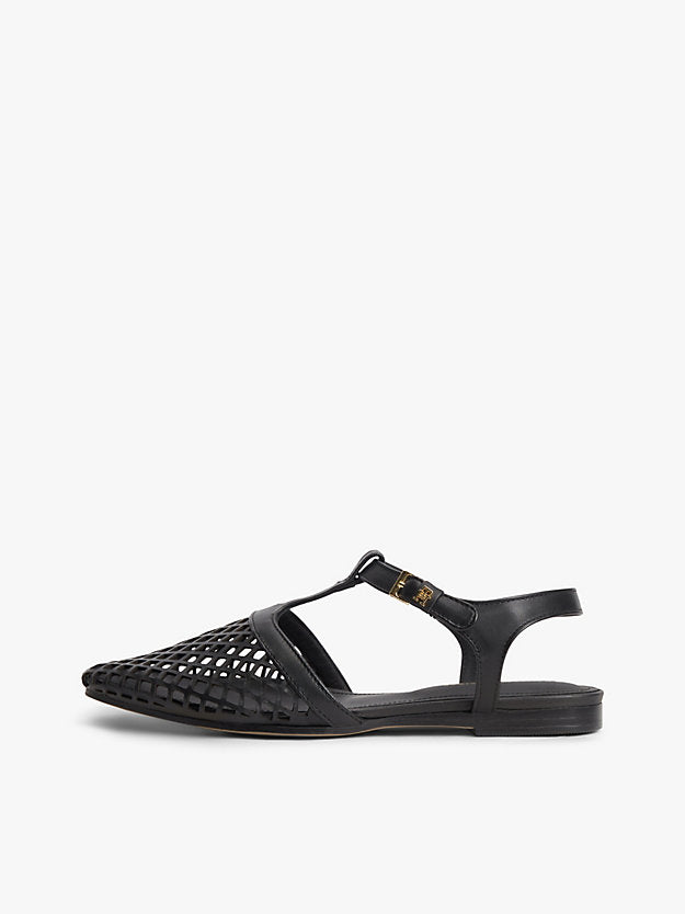 Cutout Leather T-Bar Buckle Sandals