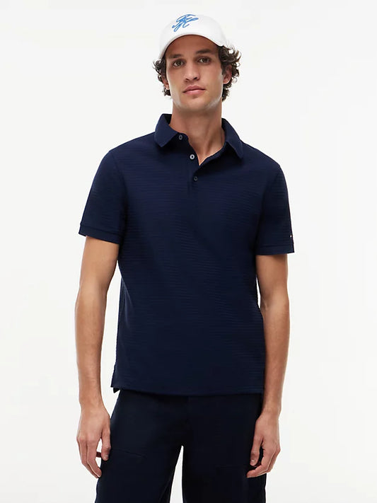 New York Label Regular Fit Textured Stripe Polo Shirt