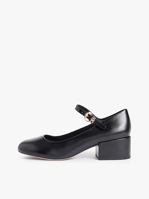Leather Mary Jane Block Heels