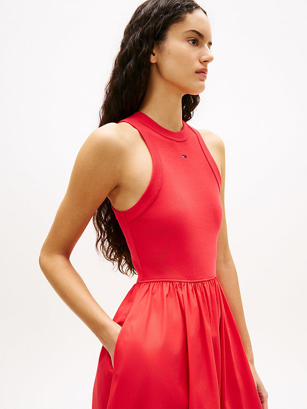 Slim Sleeveless Poplin Maxi Dress