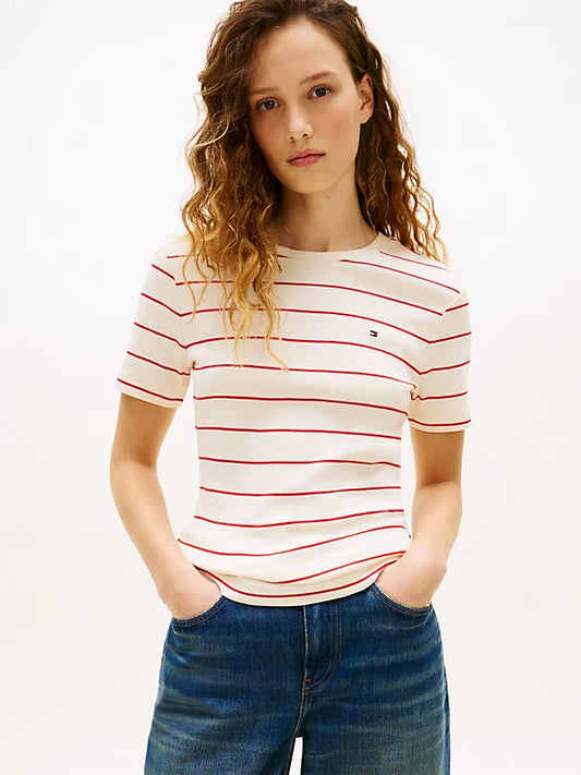 Flag Embroidery Slim Crew Neck T-Shirt