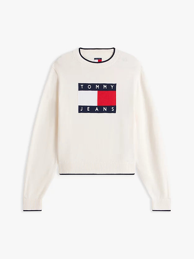 Intarsia Flag Badge Tipped Relaxed Jumper