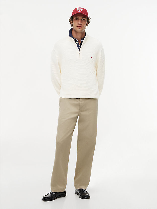Textured Quarter-Zip Mock Neck Jumper