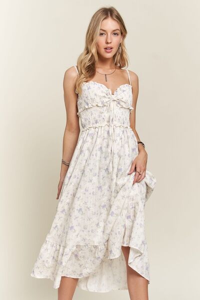 ADORA gesmoktes Camisole-Kleid mit Blumenmuster und Herzausschnitt