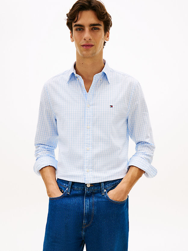 Flex Regular Fit Gingham Check Poplin Shirt