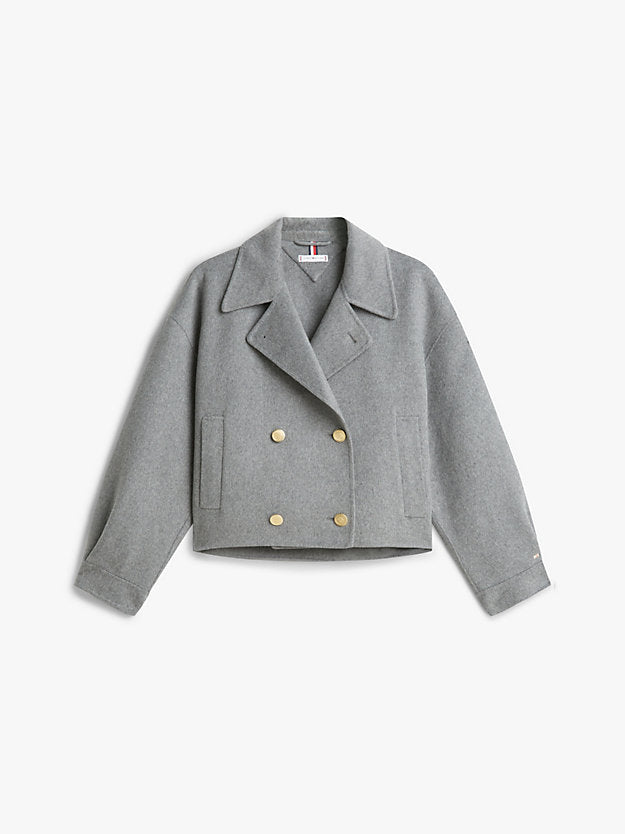 Wool Blend Double Breasted Peacoat