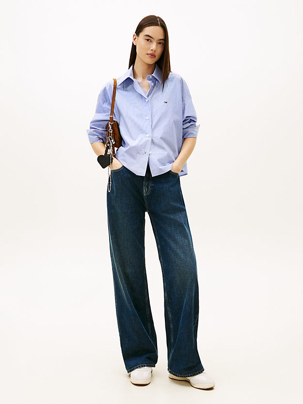 Oversized Fit Metallic Cropped Shirt