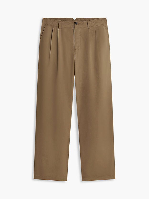 Lightweight Paper Touch Pleated Loose Trousers