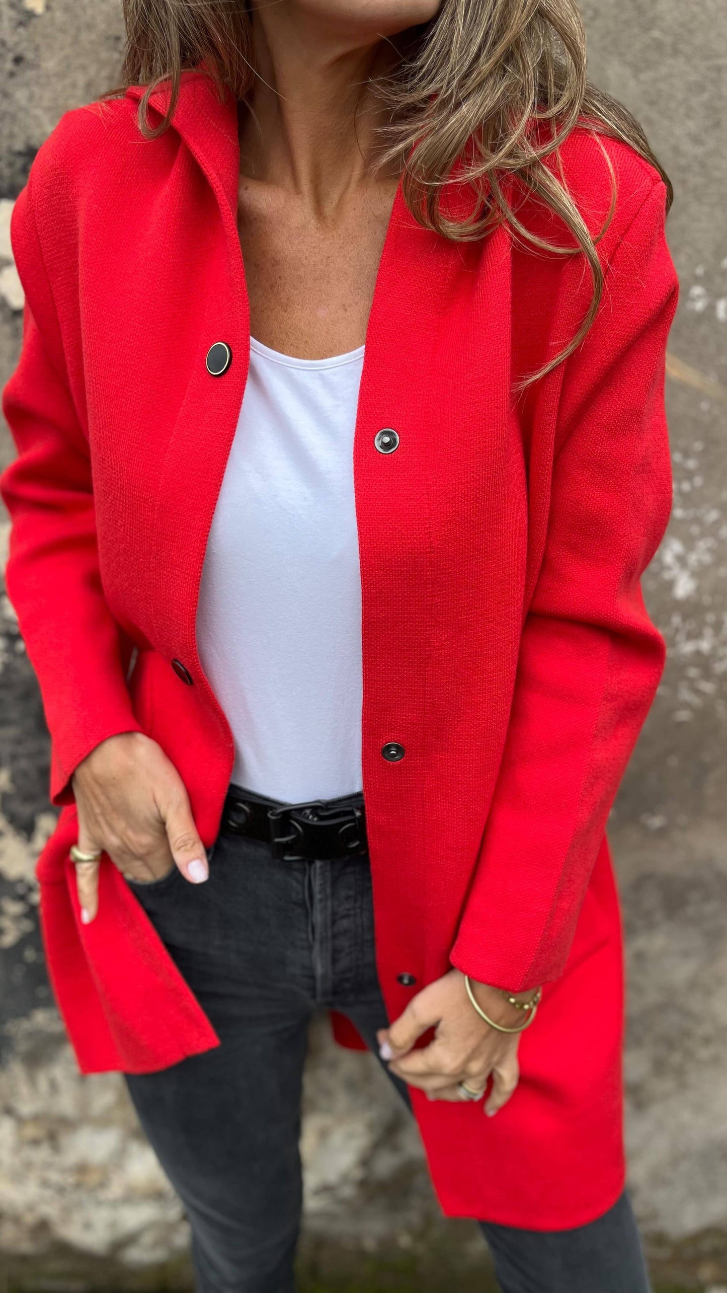 SCHLUSSVERKAUF🔥Damen Kapuzen-Langarm-Jacke im Freizeit-Design mit seitlicher Knopfleiste