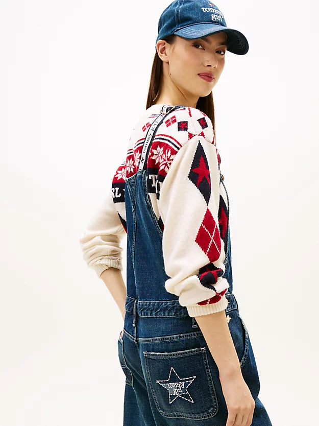 Girl Logo Strap Denim Dungarees