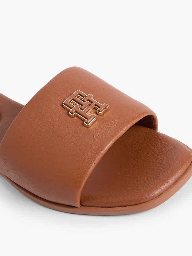 Leather Monogram Strap Mules