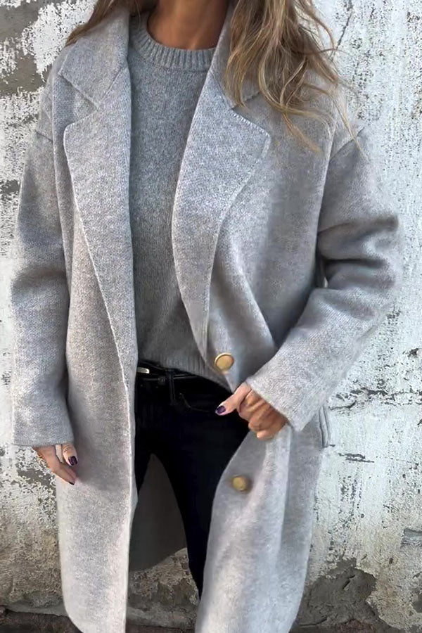 RÄUMUNGSVERKAUF🔥Einfarbige legere Langarmjacke mit Revers – 48 % RABATT